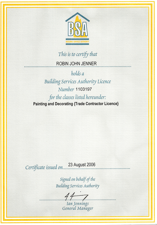 painter Licence certification